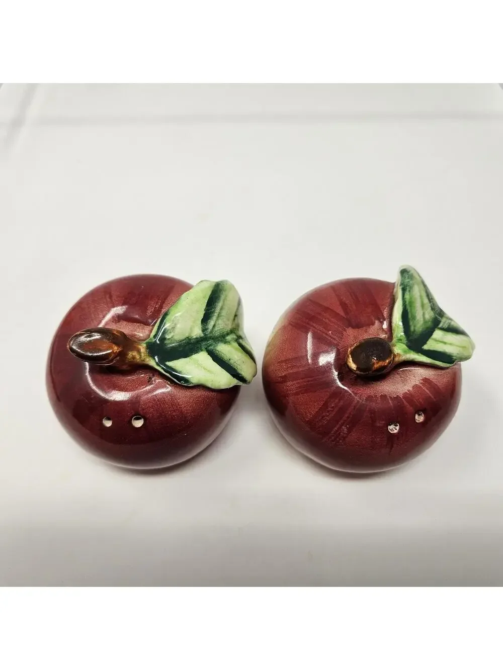Vintage Anthropomorphic Apple Head Salt And Pepper Shakers Japan MCM Cottagecore